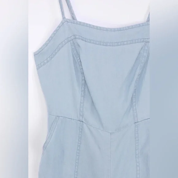 Lulus Simply Darling Light Blue Chambray Tie-Back Cutout Jumpsuit. XL. - Picture 7 of 7